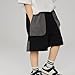 Cargo Shorts for Boys Color Block Elastic Waist Knitted Cotton Shorts Fashion Streetwear for Playdates & Daily Wear Black
