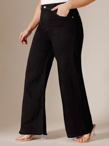 Image of Miss Chase A+ Women's Wide-Leg High-Rise Regular-Length Stretchable Shaping Denim Jeans