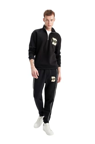 بنطلون منسوج بقصة عادية للرجال من ديفاكتو، لون أسود، مقاس سم...