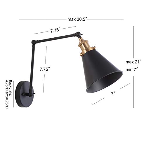 Image of JONATHAN Y Rover 1-Light Wall Sconce 7 inch, Black /Brass Gold