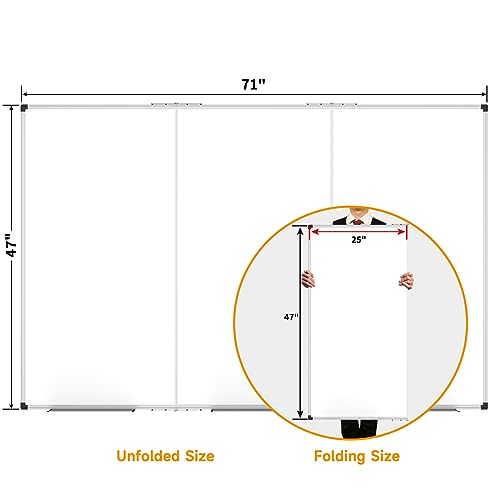 Image of XBoard Magnetic Whiteboard 72 x 48 Inch, 6'x4' Dry Erase Board with Aluminum Frame | Foldable Wall-Mounted Whiteboard for Home Office, Classroom, Conference Room