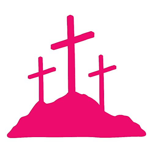 Image of Calvary Crosses Christian Jesus (Pink) (Set Of 2) Premium Waterproof Vinyl Decal Stickers For Laptop Phone Accessory Helmet Car Window Bumper Mug Tuber Cup Door Wall Decoration