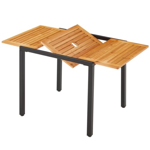 EROMMY Ausziehbarer Gartentisch 80-120x70 cm | Wetterfester Esstisch mit...