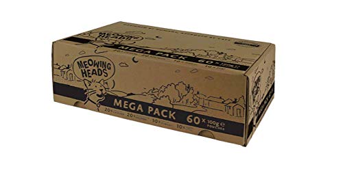 Meowing Heads Complete Wet Adult Cat Food Mega Pack 100g (Pack of 60) - 93% Natural Turkey Chicken Beef & Fish Pouches with No Artificial Flavours Grain-Free Recipe