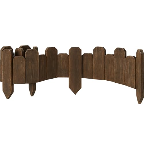 Wood Garden Edging, Staggered Wooden Edging Border Decorative Small Picket Panels for Flower Bed Barriers and Landscape Fencing (5.9' H x 47' L, 1 Pack)