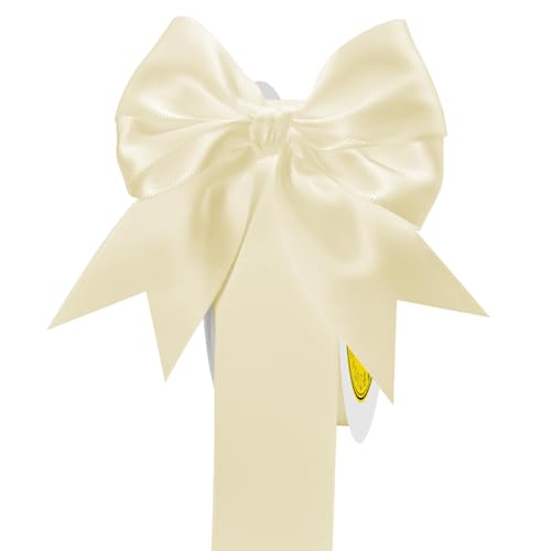 Image of Double Face Cream Satin Ribbon 1-1 /2 inch X 50 Yards Polyester Cream Ribbon for Gift Wrapping Very Suitable for Weddings Party Hair Bow Invitation Decorations and More