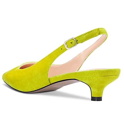 Aachcol Women Kitten Low Heel Pumps Square Toe Ankle Strap Slingback Dress Shoes Suede Office Wedding Shopping 1.5 Inch3