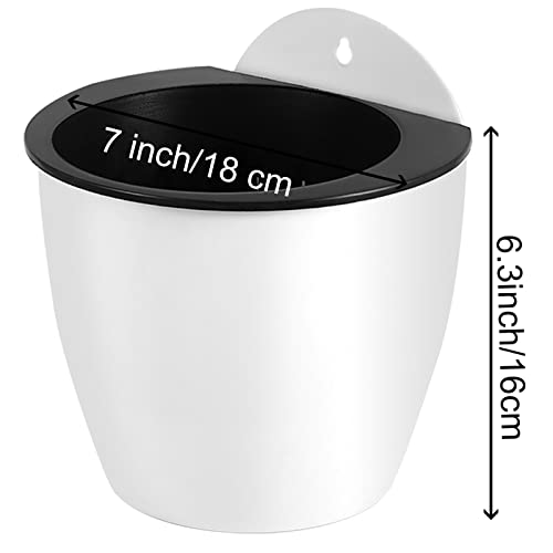 Hoigon 6 Pack 7 Inch Self Water Hanging Plants Pots, Self Watering Wall Hanging Plastic Planters With S-Hooks And Wicks, Lazy Flower Pot For Indoor Outdoor Orchids African Violet, White #TOP1