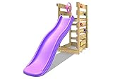 Add-on Wooden Platform with 6FT Slide for Rebo Wooden Garden Swing Sets - Purple Slide