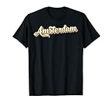 Amsterdam Tee Retro Art Baseball Font Vintage Camisas Estilo de letras retro de los años 70, 80 y 90 con colores vintage. Una camiseta de recuerdo genial para turistas y visitantes. Esta camisa retro del condado de la ciudad tiene una fuente retro vintage.
