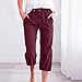 Womens Casual Linen Pants 2025 Spring Drawstring Elastic Waist Trousers with Pockets Lounge Fashion Vacation Clothing