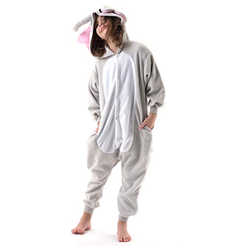 Beauty Shine Kids Onesies Unisex Child Animal Costume Halloween Cosplay Pajamas (Gray Elephant, 10 Years)