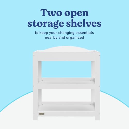 Image of Graco Customizable Changing Table with Water-Resistant Changing Pad (White) - Customizable Modern Flat or Classic Arched Headboard, Baby Diaper Changing Pad Included