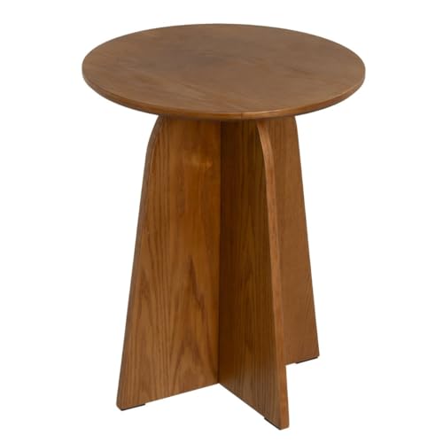 CASASELECCION Mesa Auxiliar de Madera Laminada con Chapado de Nogal y Fresno de 40x40x50 cm. Estilo Moderno, Elegante y Compacto