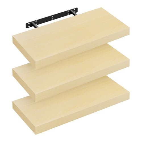 WOLTU Estantería Flotantes Baldas 50cm, Juego de 3 Estante para Pared de Tablero de Madera RG9368kei-3