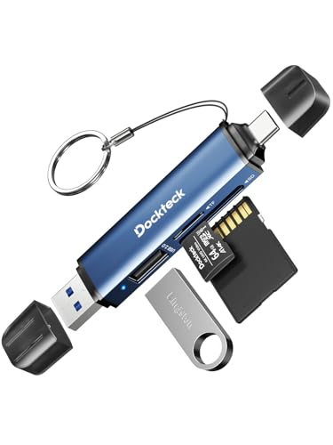 Image of Dockteck SD Card Reader, 3-Slot USB A /C to Micro SD Card Adapter USB3.0 | 5Gbps,OTG Support, Memory Card Reader for UHS-I SD /Micro SD /SDHC /SDXC /MMC,Plug&Play,SD /TF Card Reader for Macbook iphone,Blue