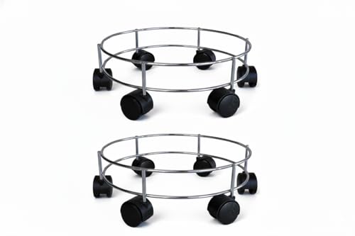 Image of Rincy Stainless Steel Wheel LPG Gas Cylinder Trolley with 6 Wheels (2 Pcs) - 6SG Gas Cylinder Trolley (Multicolor, Pack of 2)