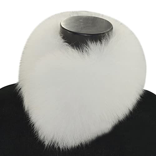 70cm Winter Faux Fox Fur Scarf, Ladies Shawl, Soft Faux Fur Collar Wrap for Gifts, White