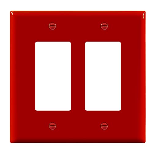 Image of ENERLITES 2-Gang Red Mid-Size Decorator Switch Outlet Wall Plate Cover