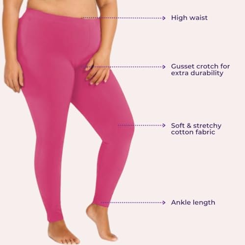Image of Adira | Plus Size Leggings for Women | Plus Size Leggings for Women | High Waist | Ankle Length | Soft Cotton & Elastane Blend | Non-See-Through | Gusset Crotch Prevents Ripping