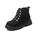 Girls Lace-Up Work Boots, Kids Outdoor Hiking Boots Fashion Urban Style Black