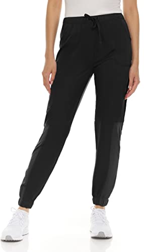 MediChic Women's Scrubs Mesh Joggers Nurse Scrub Pants with Six Pockets Black