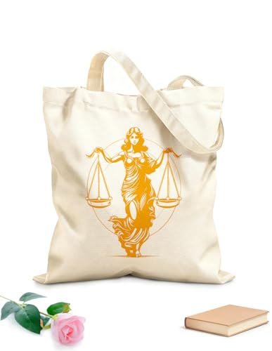 XIARON Borsa in tela grazia giudiziaria emblematica signora della giustizia virtuosa vigilanza icona della signora della giustizia Tessuto spesso 340g/m² Pieghevole M Giallo senape