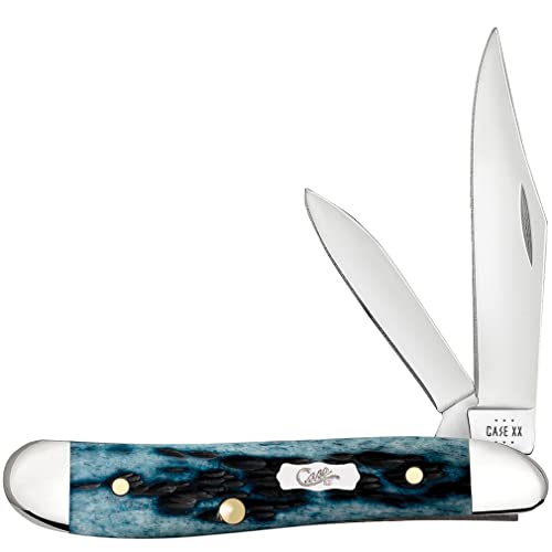 Case XX WR POCKET KNIFE PEANUT- POCKET WORN® MEDITERRANEAN BLUE BONE PS JIG, ITEM 51858, LENGTH CLOSED 2 7/8 INCH (6220 SS)