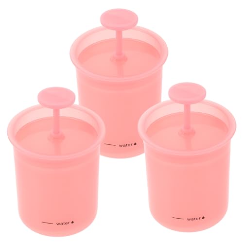 WOFASHPURET 3個洗顔泡立て器 手動泡メーカー ピンク コンパクト携帯用 洗顔料