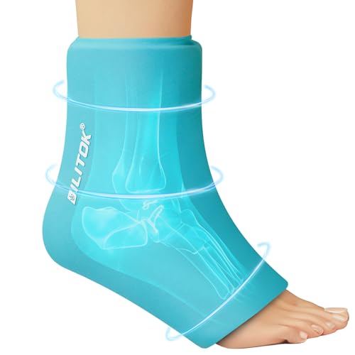 Image of Reusable Foot Ankle Ice Pack Wrap for Injuries, Cold Compression Therapy for Achilles Tendonitis, Plantar Fasciitis, Swelling, Sprained, Pain Relief (Blue)
