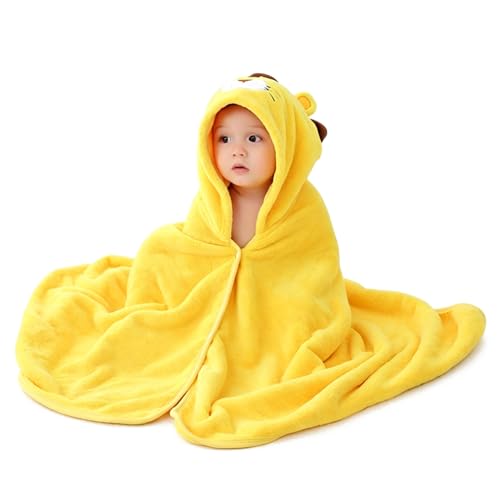Image of ROMASA Baby Bath Towel Ultra Soft Hooded Towel Highly Absorbent Bathrobe Blanket Toddlers Shower Gifts for Boys Girls-27.5 inch x 55 inch (Yellow Lion)