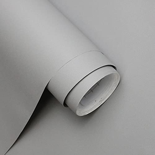 Image of Homease Solid Light Gray Wallpaper 24 x 196 inch Thick Matte Light Gray Contact Paper Decorative Peel and Stick Wallpaper for Shelf Liner Cabinet Table Door Waterproof Vinyl Self Adhesive PVC Film