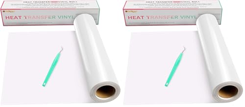 Image of HTVRONT Heat Transfer Vinyl White HTV Rolls - 12 inch x 15ft White Iron on Vinyl for All Cutting Machines, White HTV Vinyl for Shirts - Easy to Cut & Weed for Heat Vinyl Design (Pack of 2)