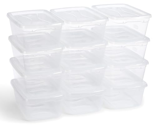 Image of Rubbermaid Cleverstore 6 Qt Clear Storage Bins with Lids, 12-Pack, Stackable, BPA-Free, Made in USA