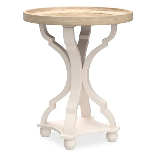 Rustic Farmhouse Cottagecore Accent End Table, Natural...