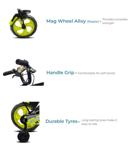 Image of Kids Cycle 14T with Training Wheels Double Gaddi (90% Assembled) for Boys and Girls (Yellow)