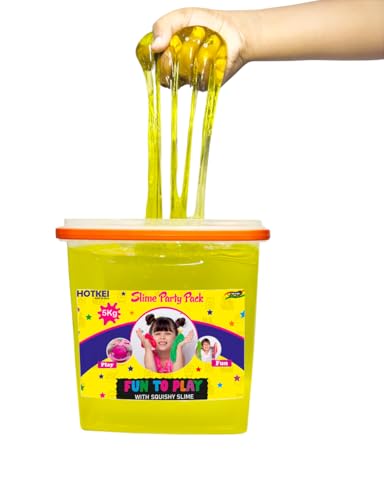 Image of HOTKEI (5 Kg Slime) Yellow Fruit Scented Big DIY Magic Toy Slimy Clay Gel Jelly Putty Set kit Toys for Boys Girls Kids Slime Party Pack Bucket