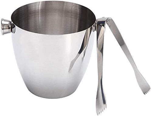 Ohpa Barrel EIS Bucket 1.5L Acier Inoxydable Binaural Ice Bucket Red Wine Champagne Round Beer Barrel Cup with EIS Clip Idéal pour Les réunions de Famille (Couleur: Argent Taille: 1.5l) 0624