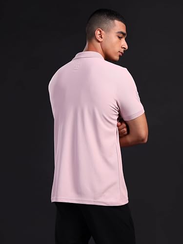 Image of TECHNOSPORT Men's Solid Polo T-Shirt MATPIQ Quick Dry Slim Fit Sports Tee for Gym Casual Smart Wear UPF50+ Anti Odour