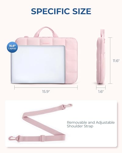 BAGSMART 15-16 inch Laptop Case with Strap, Fluffy Padded Laptop Bag with Handle, MacBook Case Compatible with MacBook Air/Pro 15.6 inch, Laptop Briefcase Fitted with Dell, HP, Lenovo4