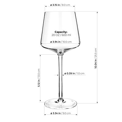 Luxbe - Crystal Wine Glasses 20.5-ounce, Set of 8 - Red or White Wine Large Glasses - 600ml