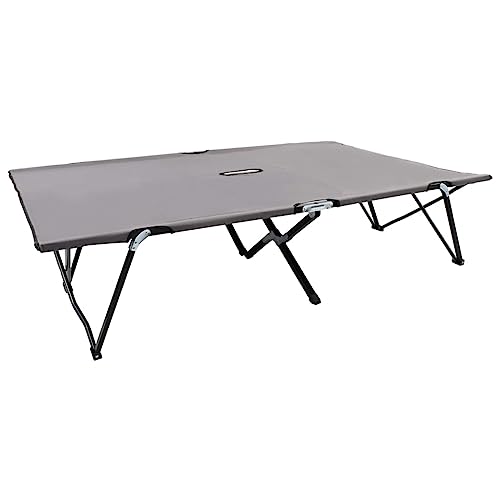 vidaXL Sonnenliege Klappbar für 2 Personen Campingbett Reisebett Liege Relaxliege Gartenliege Klappbett Campingliege Gästebett Feldbett Grau Stahl 240kg