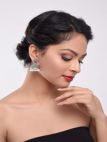 Efulgenz Oxidized Jhumka Earrings for Women Indian Earrings Boho Oxidized Traditional Temple Jhumka Jhumki Earrings for Women Indian Oxidized Jewelry4