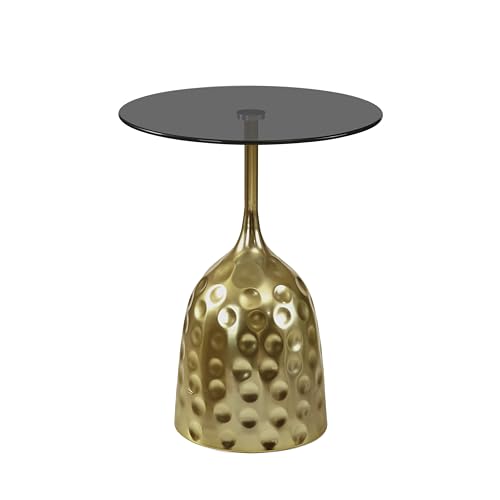 Image of The Attic Bellona Gold Hammered End Table Luxury Metal,Golden