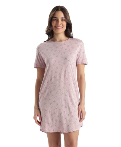 Image of Jockey RX25 Women Micro Modal Cotton Ruffled Hem Styled Half Sleeve Printed Sleep Dress (Colors & Prints May Vary)