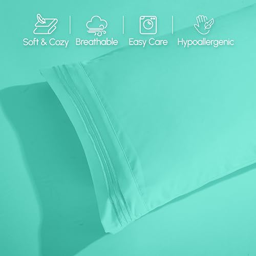 Elegant Comfort Luxurious 1500 Premium Hotel Quality Microfiber 4-Piece Sheet Set, 18-24 Inches Deep - Extra Deep Pocket Sheets - Ultra Soft 4PC Deep Pocket Sheets, Full, Paradise Teal