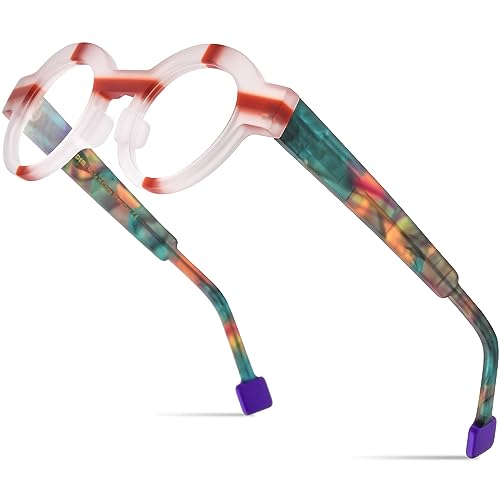Image of HEPIDEM Multicolor Acetate Glasses Frame Women,Oversize Round Optical Eyeglasses
