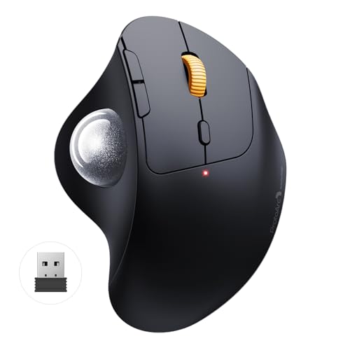 ProtoArc EM04 トラックボールマウス 静音 Bluetooth/USB接続 3台同時接続 マウス トラックボール 無線 USB-C充電式 5段階DPI切替 進む/戻るボタン搭載 親指操作 Windows/Mac/iOS/Android対応 シルバー