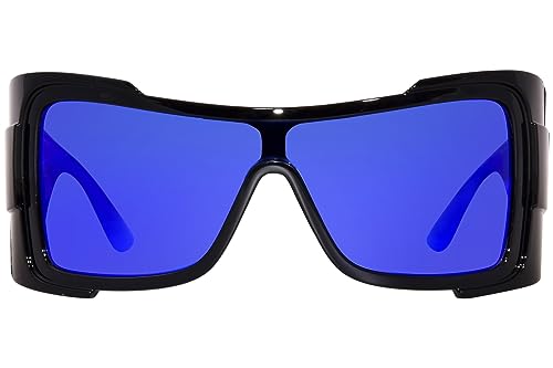 Versace VE 4451 GB1/55 Black Nylon Shield Sunglasses Black Solid Color Lens2