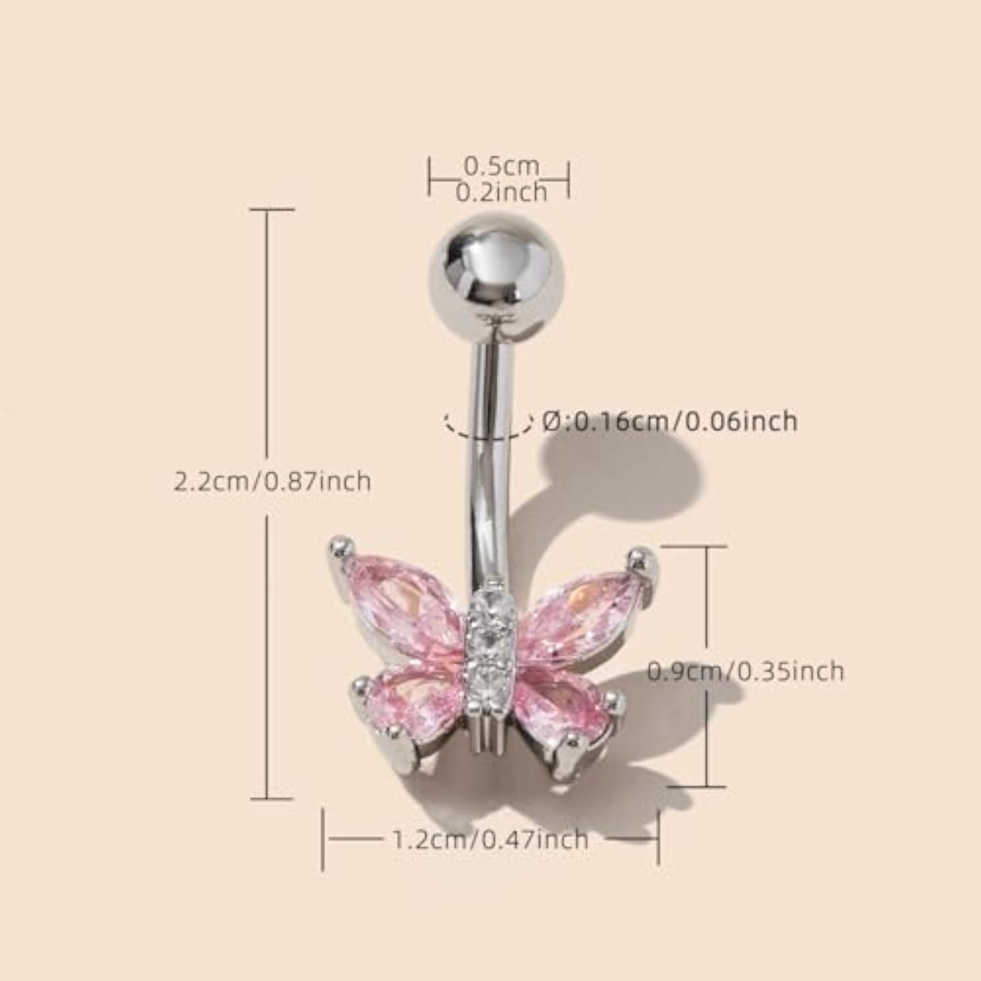 Butterfly Multicolor Crystal Belly Button Rings